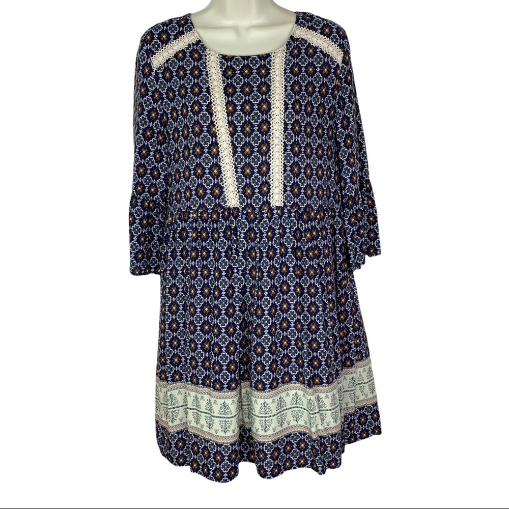 Ya Los Angeles Blue  Boho Tunic Prairie Dress size Large